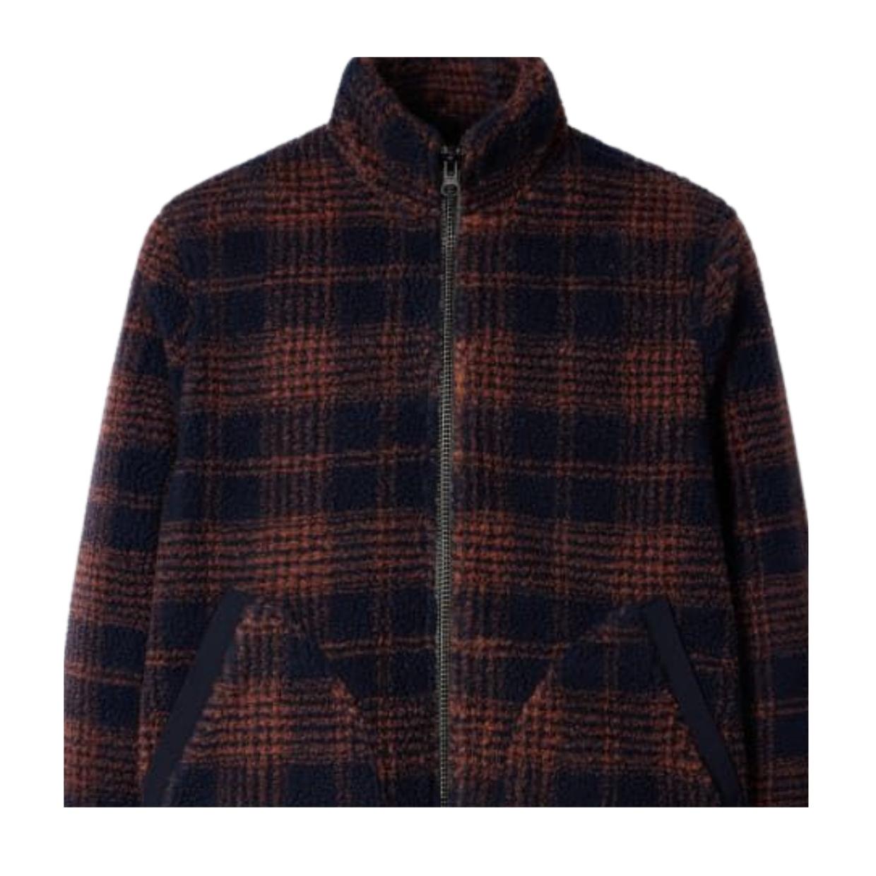 Paul Smith Navy & Orange Fleece Check Zip Jacket