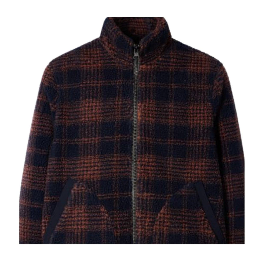 Paul Smith Navy & Orange Fleece Check Zip Jacket