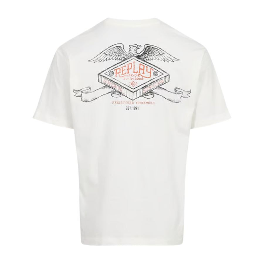 Replay Cotton Jersey Cream T-Shirt