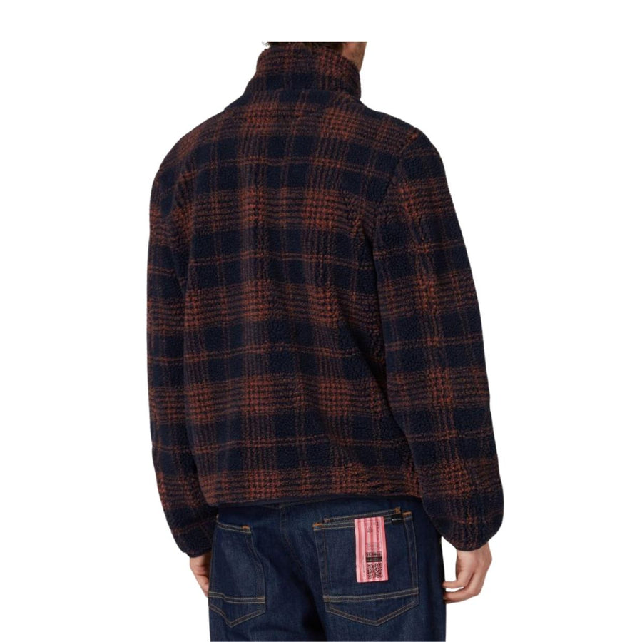 Paul Smith Navy & Orange Fleece Check Zip Jacket