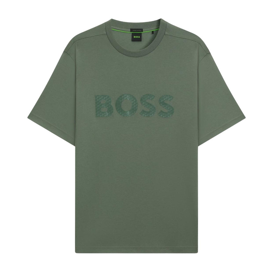 BOSS Cotton Jersey Mirror Logo Green T-Shirt