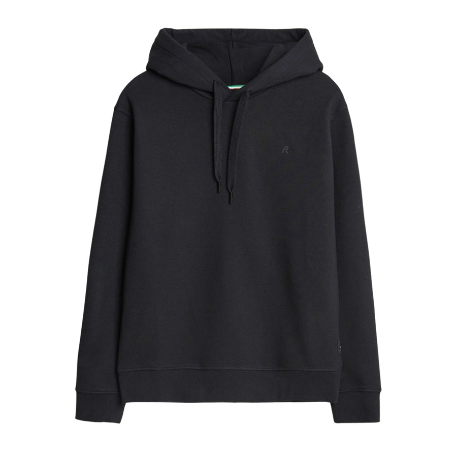 Replay Printed Iconic Logo Black Cotton Blend Hoodie