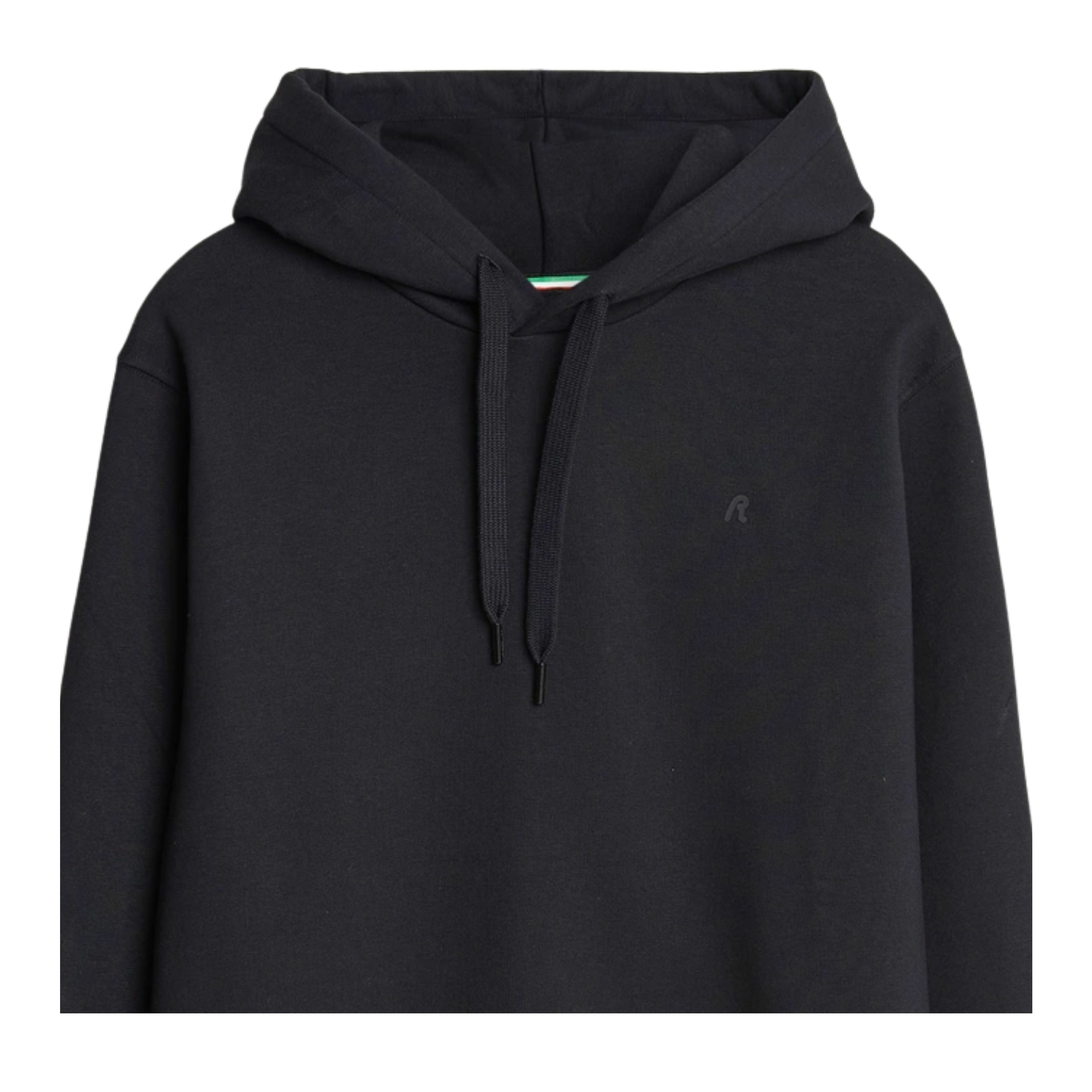Replay Printed Iconic Logo Black Cotton Blend Hoodie