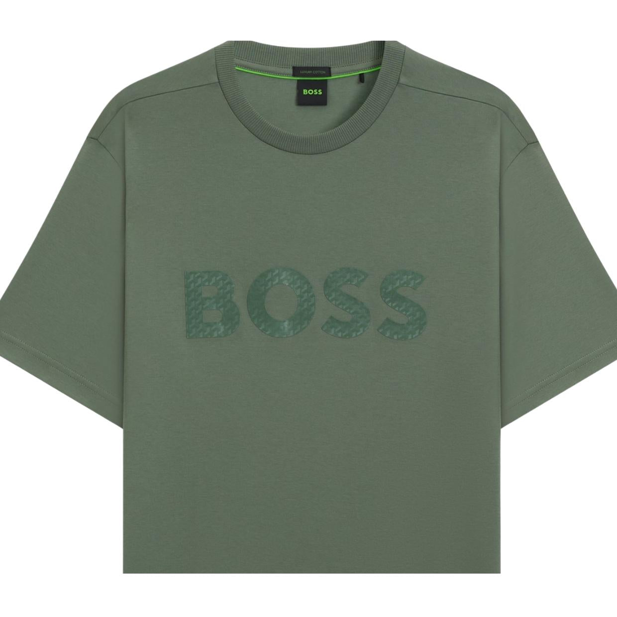 BOSS Cotton Jersey Mirror Logo Green T-Shirt