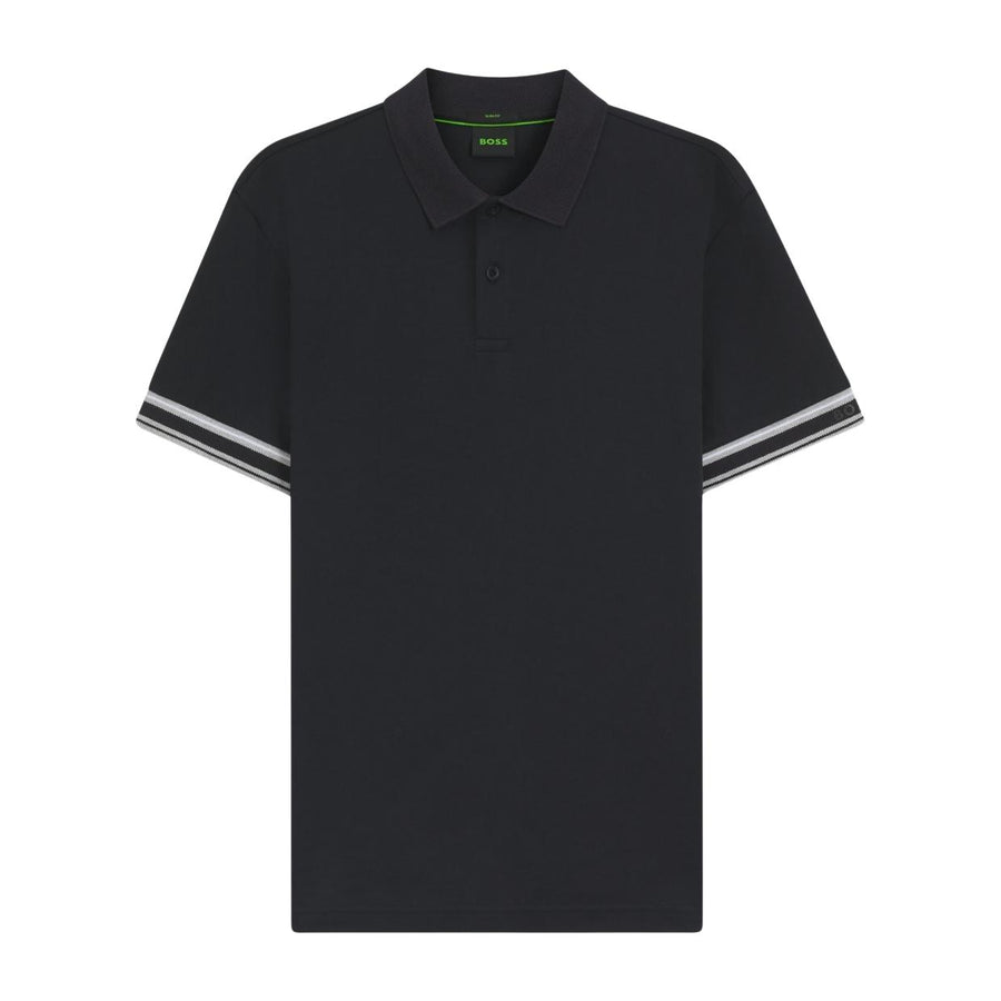 BOSS Slim Fit Striped Cuffs Navy Polo Shirt