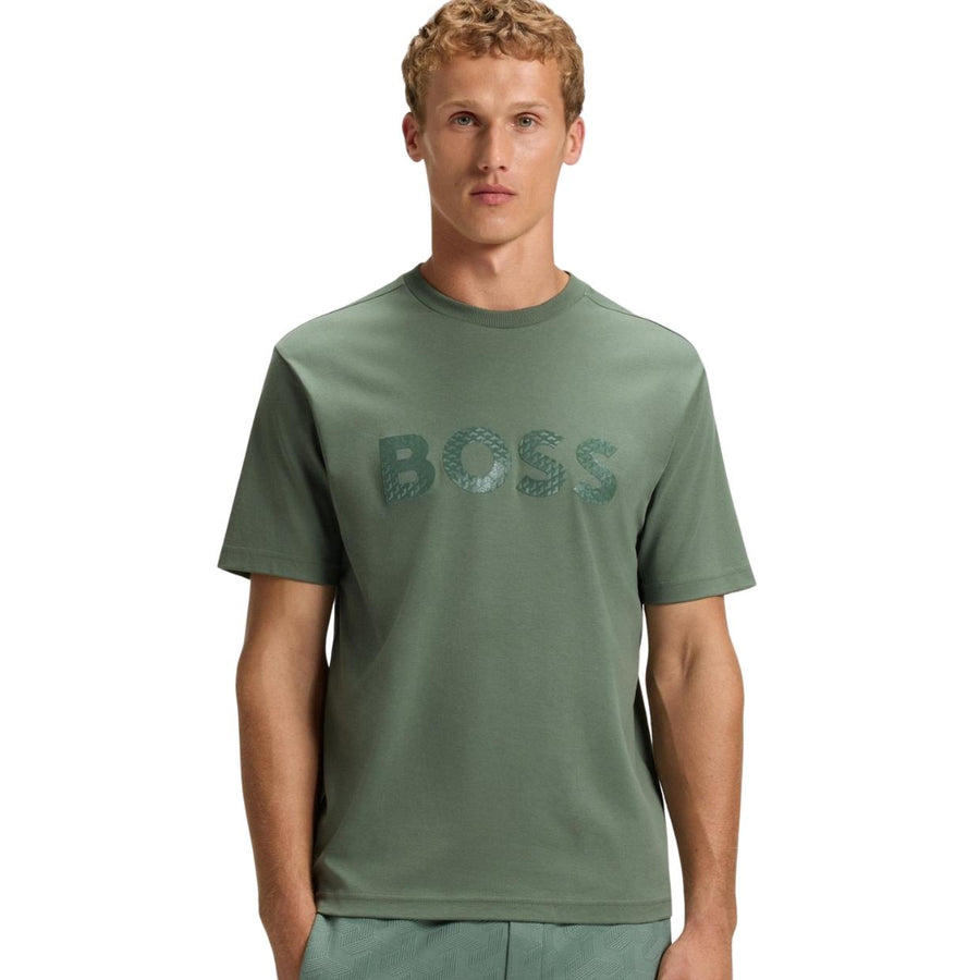 BOSS Cotton Jersey Mirror Logo Green T-Shirt