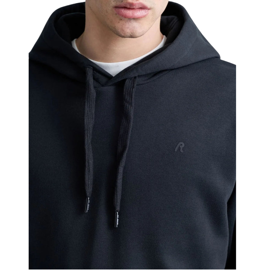 Replay Printed Iconic Logo Black Cotton Blend Hoodie
