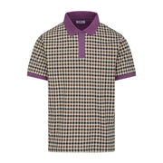 Aquascutum Active Stretch Piquet Club Check Purple Polo Shirt