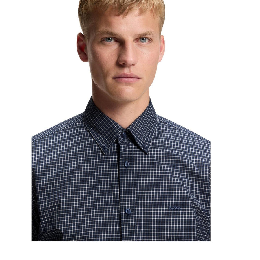 BOSS Ricoplus Regular Fit Cotton Dobby Checked Shirt
