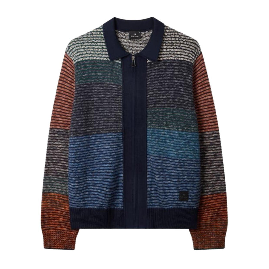Paul Smith Colour-Block Zip-Through Cotton Wool Cardigan
