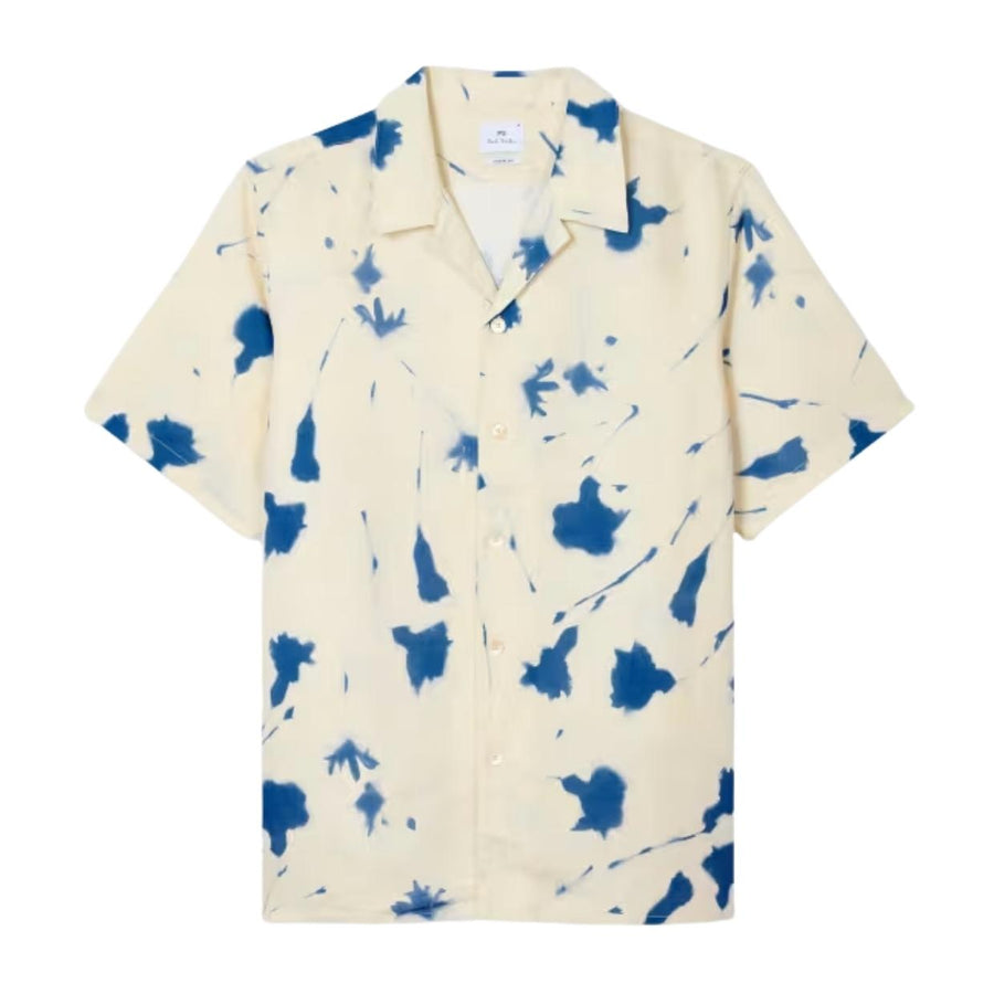 Paul Smith Casual Fit Cynotype Floral Soft Linen Blend Ecru Shirt