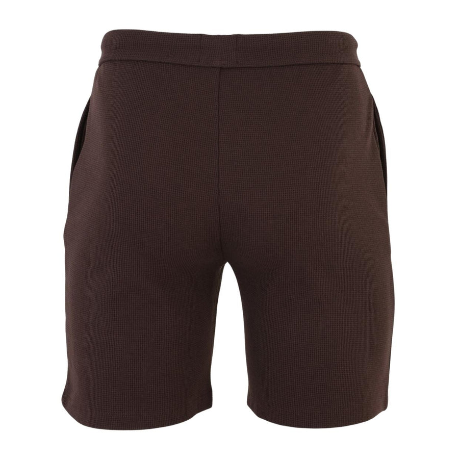 BOSS Embroidered Logo Cotton-Blend Waffle Brown Shorts
