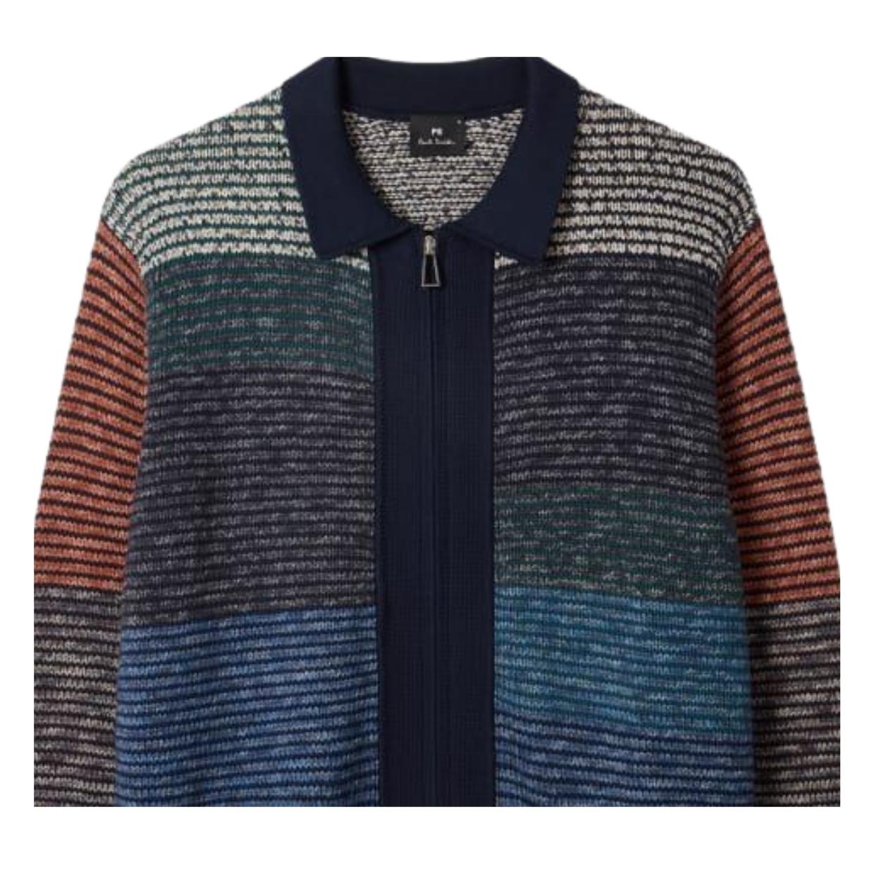 Paul Smith Colour-Block Zip-Through Cotton Wool Cardigan