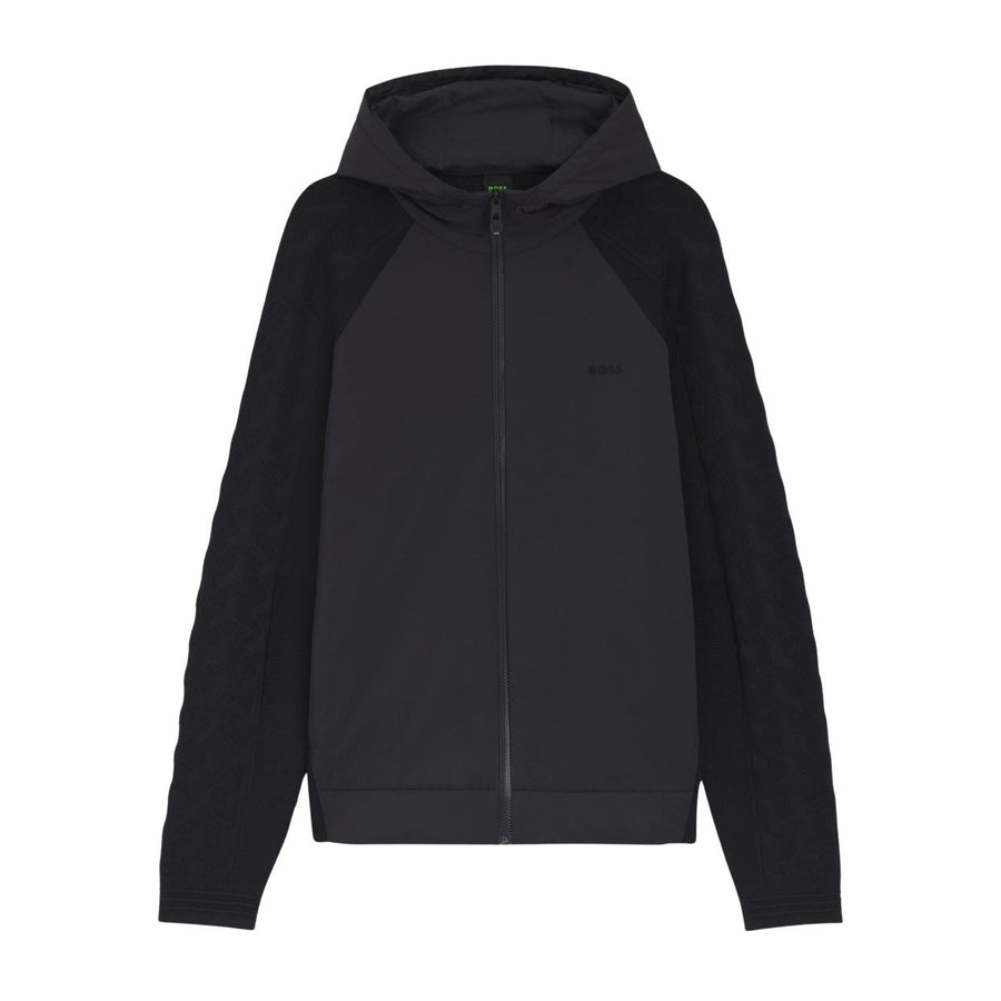 BOSS Jacquard Texture Dark Navy Mirror Zip-Up Hoodie
