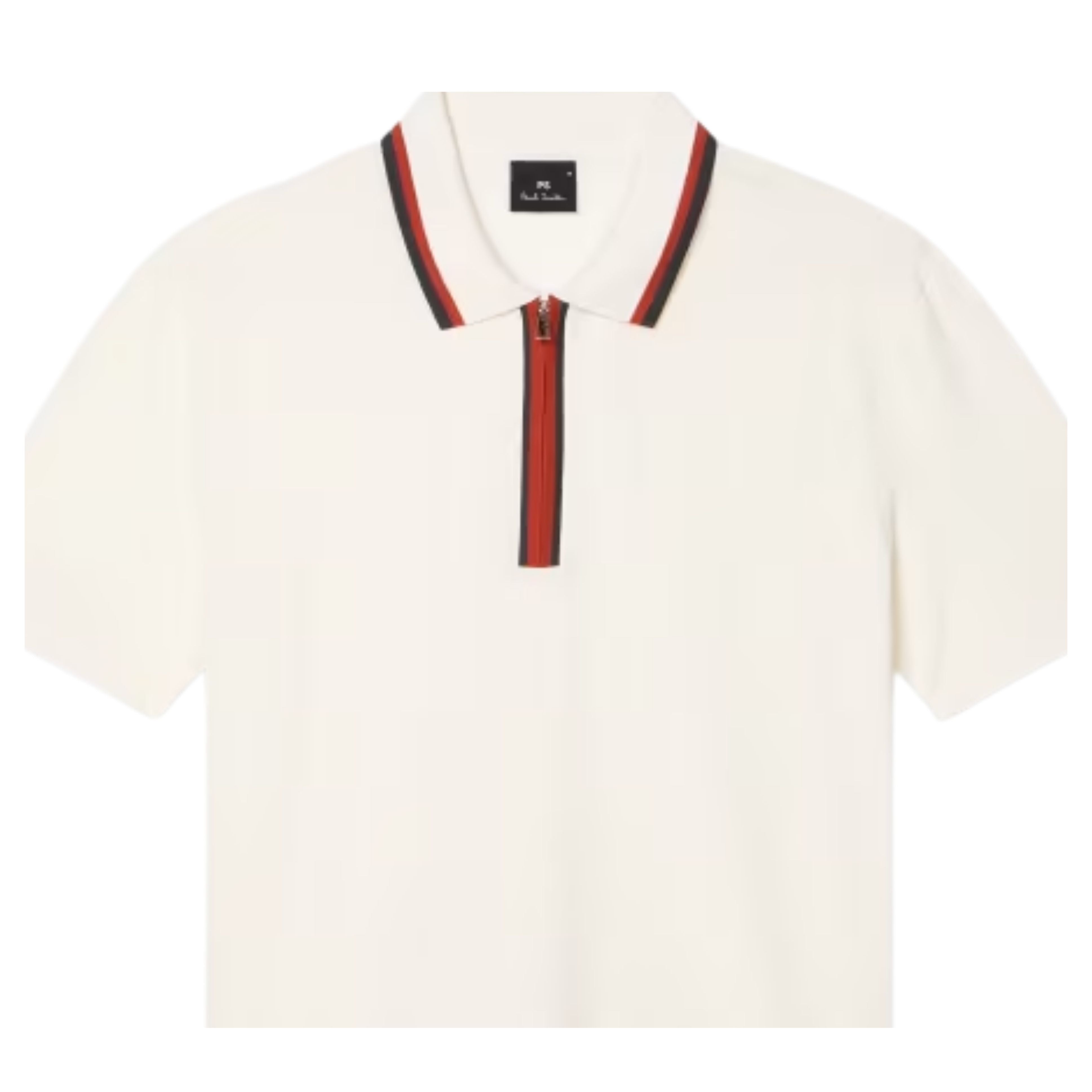 Paul Smith Contrast Tipping Zip White Polo Shirt