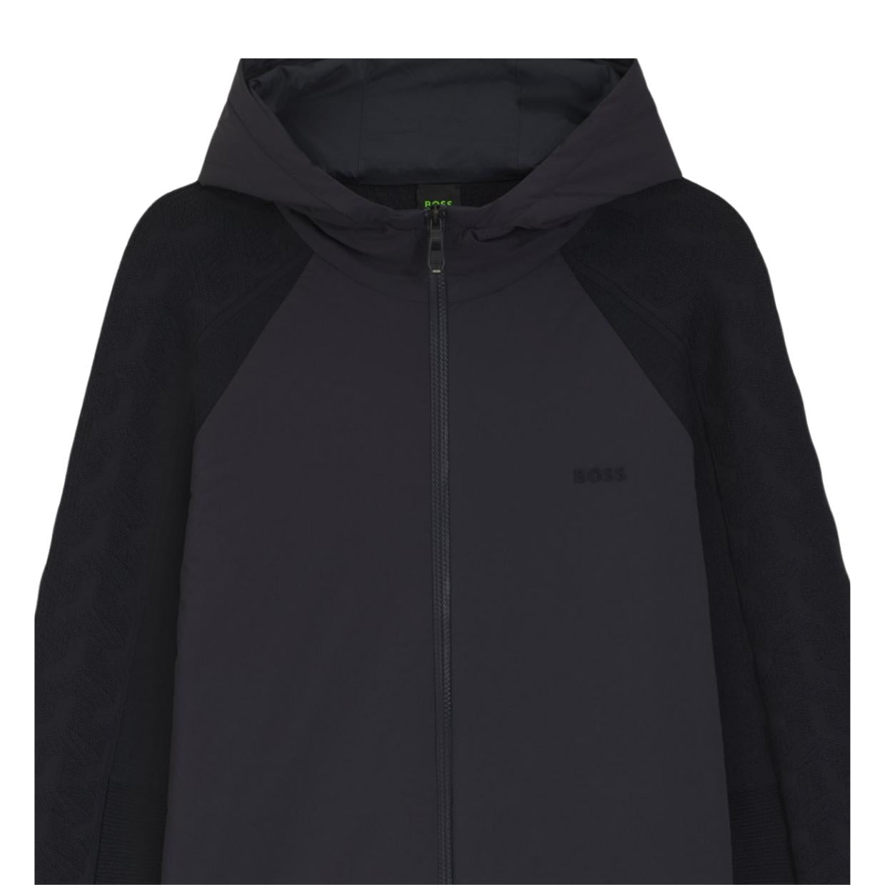 BOSS Jacquard Texture Dark Navy Mirror Zip-Up Hoodie