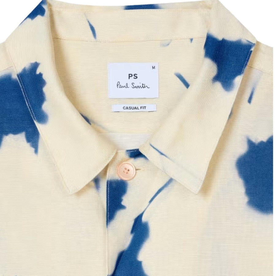 Paul Smith Casual Fit Cynotype Floral Soft Linen Blend Ecru Shirt