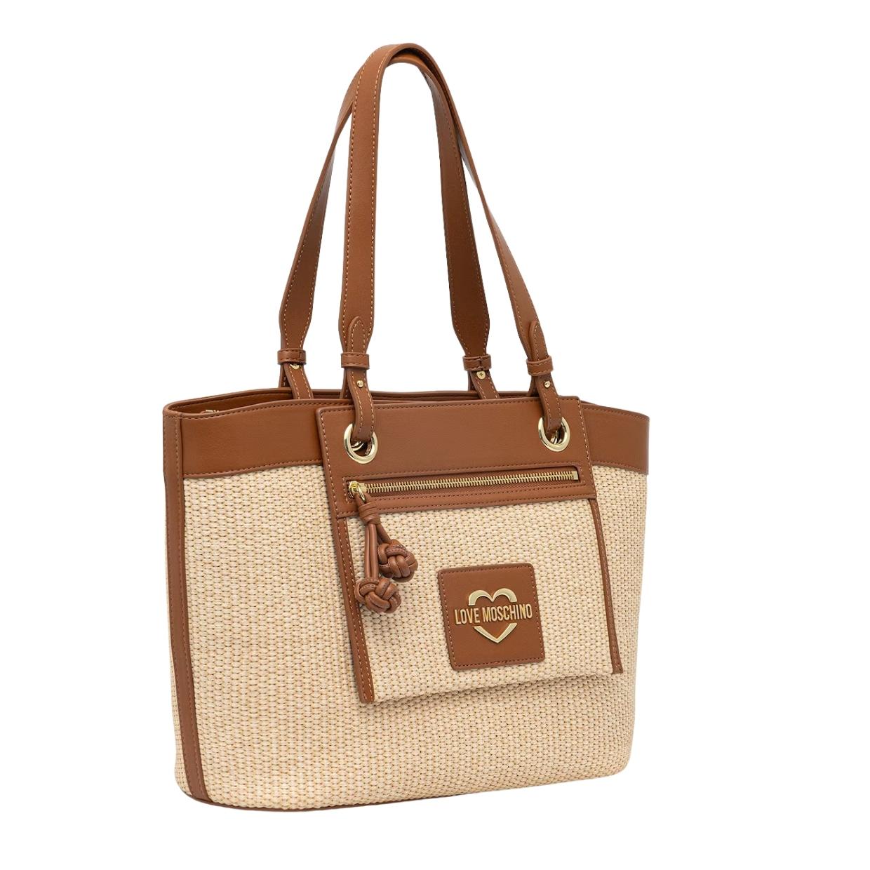 Love Moschino Straw Beige Shopper Bag