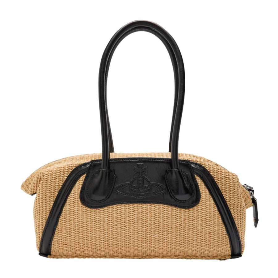 Vivienne Westwood Raffia-Effect Natural Shirley Small Holdall Bag