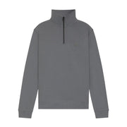 BOSS Zetrust Logo Patch Dark Grey Zip Neck Sweatshirt