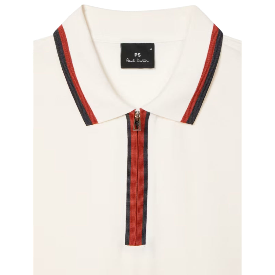 Paul Smith Contrast Tipping Zip White Polo Shirt