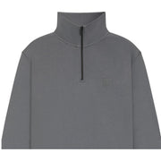 BOSS Zetrust Logo Patch Dark Grey Zip Neck Sweatshirt