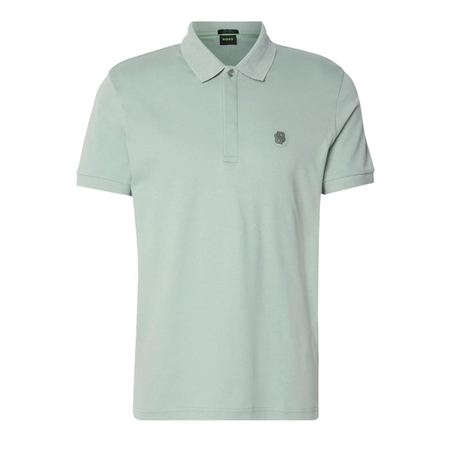 BOSS Paddy TL Double B Logo Patch Light Green Polo Shirt