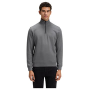 BOSS Zetrust Logo Patch Dark Grey Zip Neck Sweatshirt
