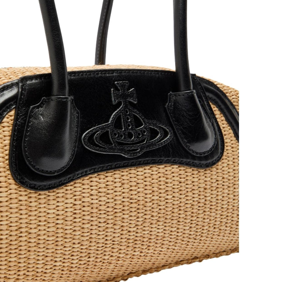 Vivienne Westwood Raffia-Effect Natural Shirley Small Holdall Bag