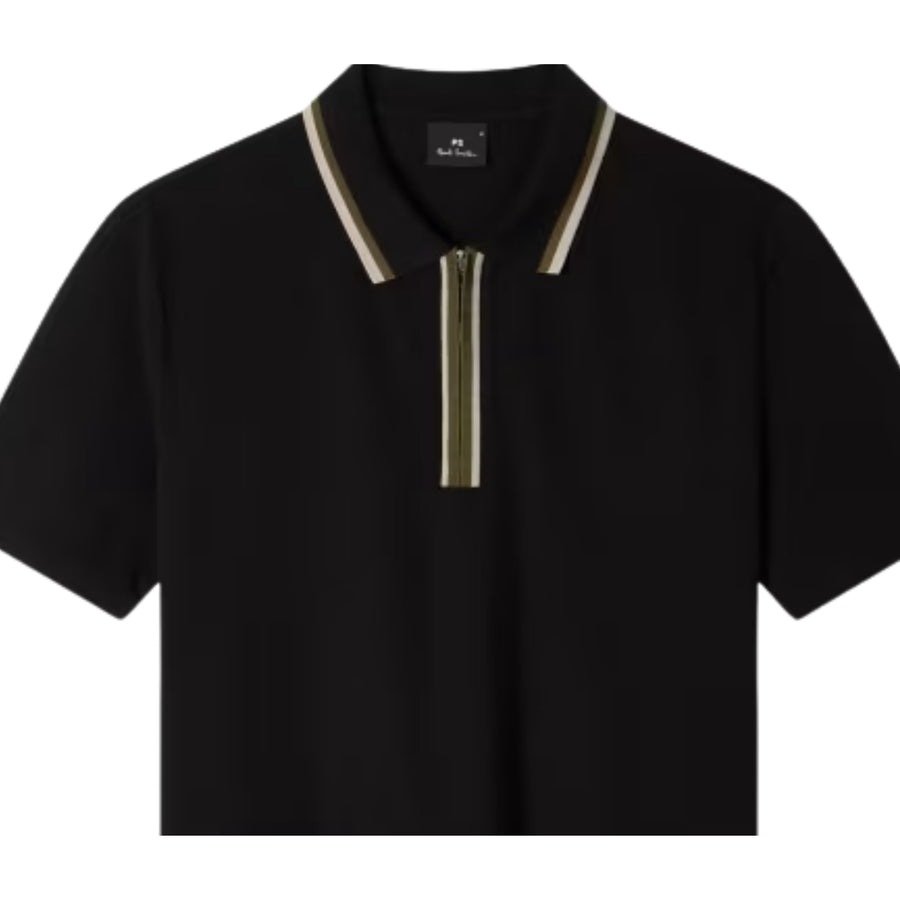 Paul Smith Contrast Tipping Zip Black Polo Shirt