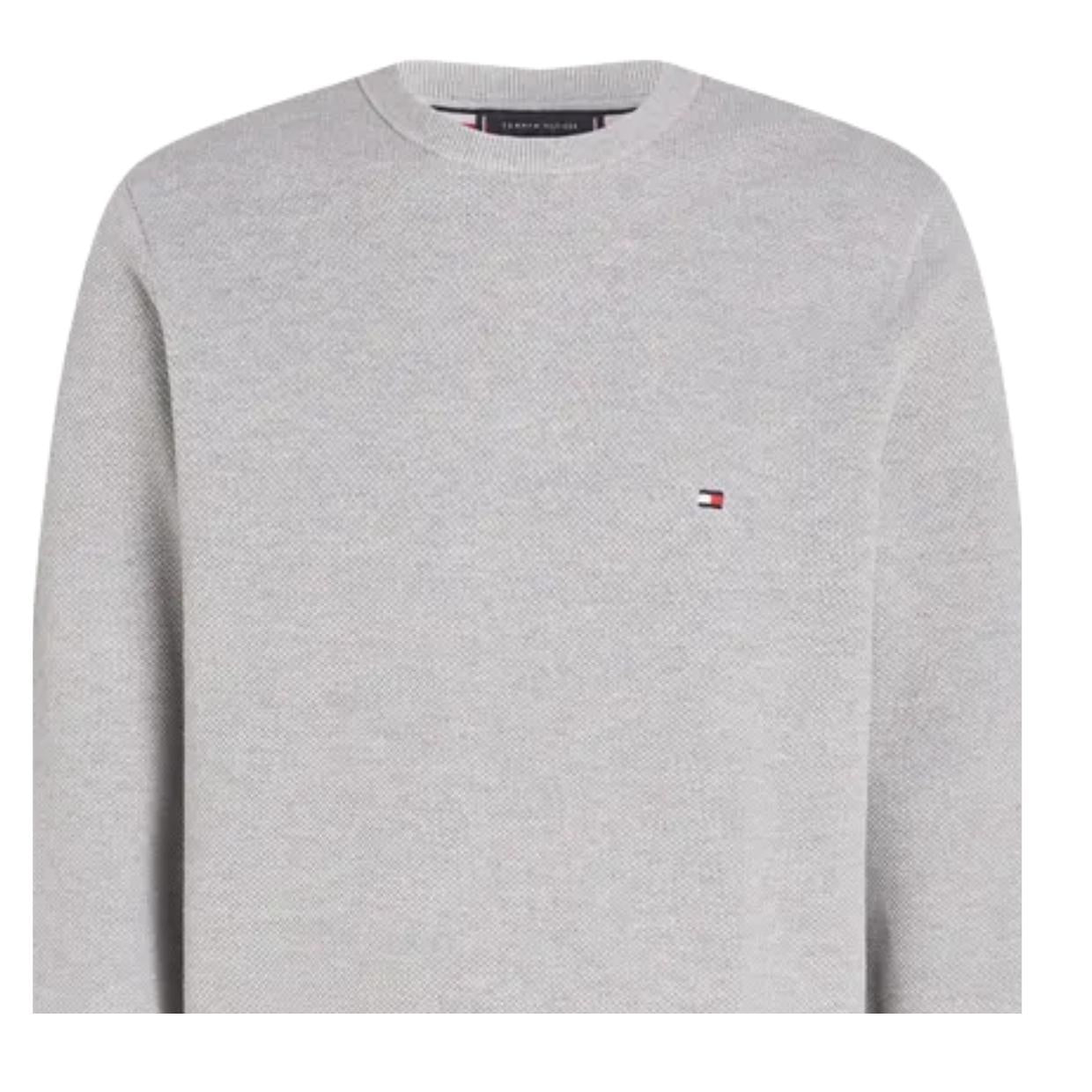 Tommy Hilfiger Structure Knit Light Grey Heather Crew Neck