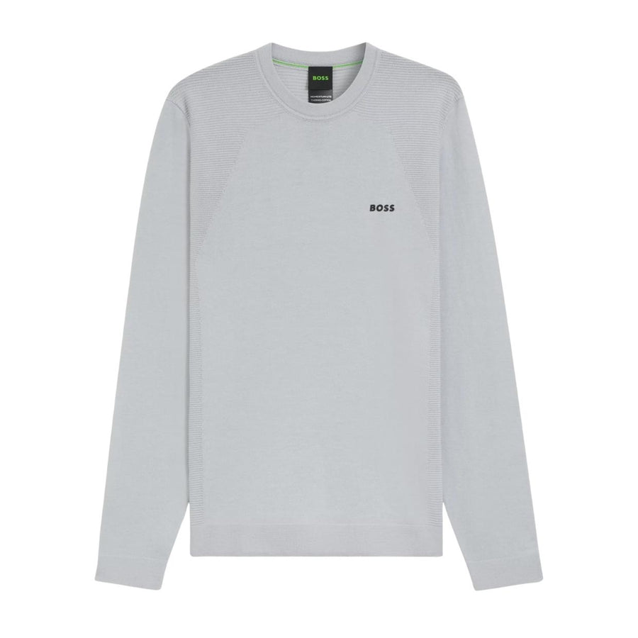 BOSS Contrast Logo Cotton Blend Light Grey Sweatshirt