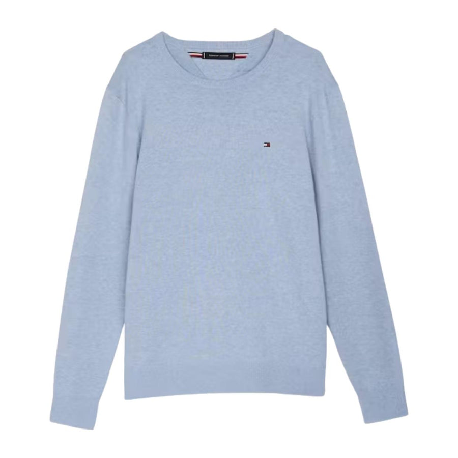 Tommy Hilfiger Embroidered Logo Vessel Blue  Heather Crew Neck Sweatshirts
