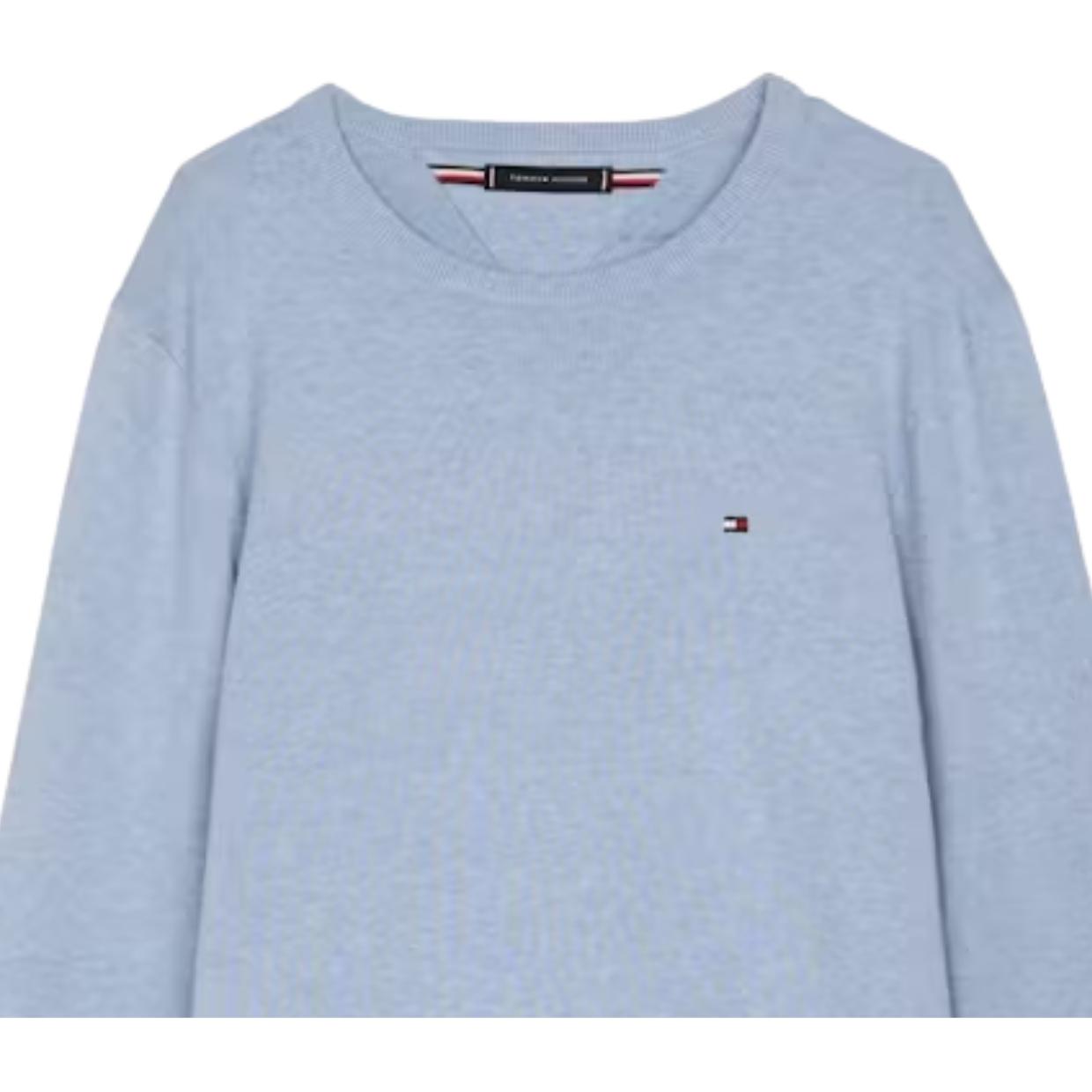 Tommy Hilfiger Embroidered Logo Vessel Blue  Heather Crew Neck Sweatshirts