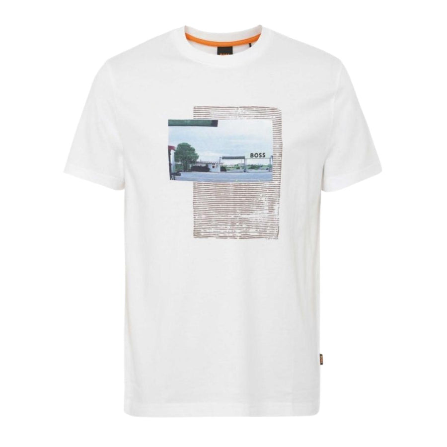 BOSS Graphic Photo Print White T-Shirt