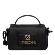Love Moschino Logo Plaque Top-Handle Black Satchel Bag