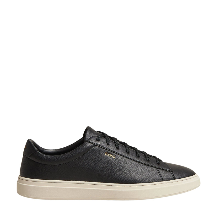 BOSS Kieran Grained-Leather Black Trainers