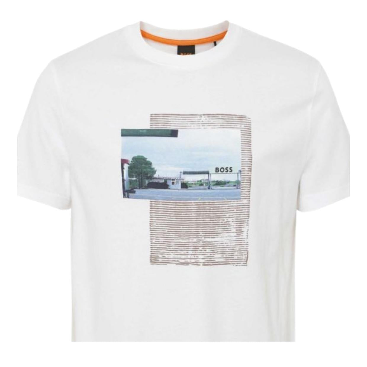 BOSS Graphic Photo Print White T-Shirt