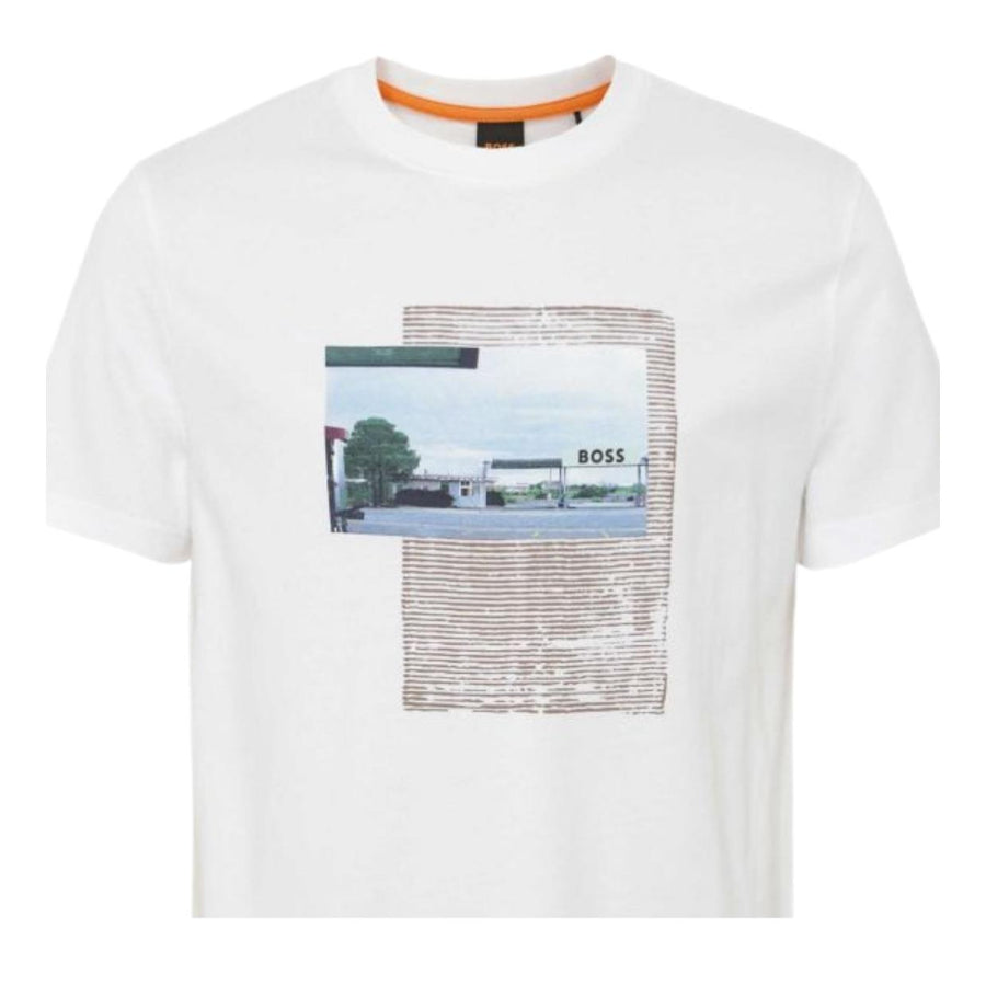 BOSS Graphic Photo Print White T-Shirt