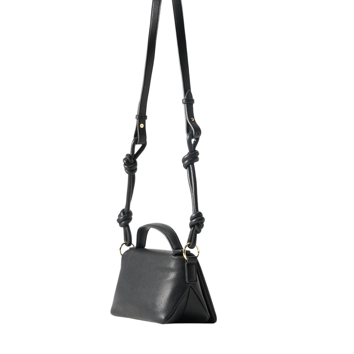 Love Moschino Logo Plaque Top-Handle Black Satchel Bag
