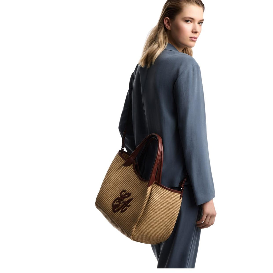 Emporio Armani Medium Woven Straw Shopper Bag