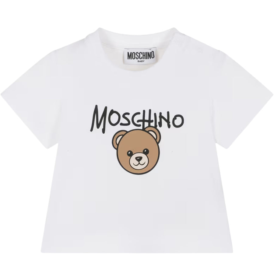 Moschino Baby Teddy Bear Cotton Jersey White T-Shirt