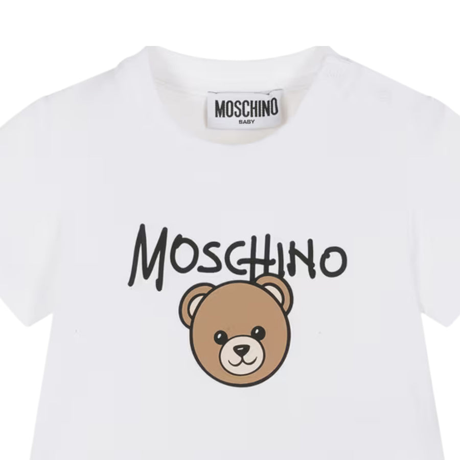 Moschino Baby Teddy Bear Cotton Jersey White T-Shirt