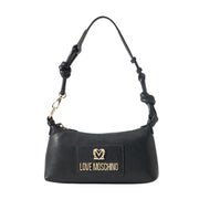 Love Moschino Gold-Tone Logo Knotted Strap Black Shoulder Bag