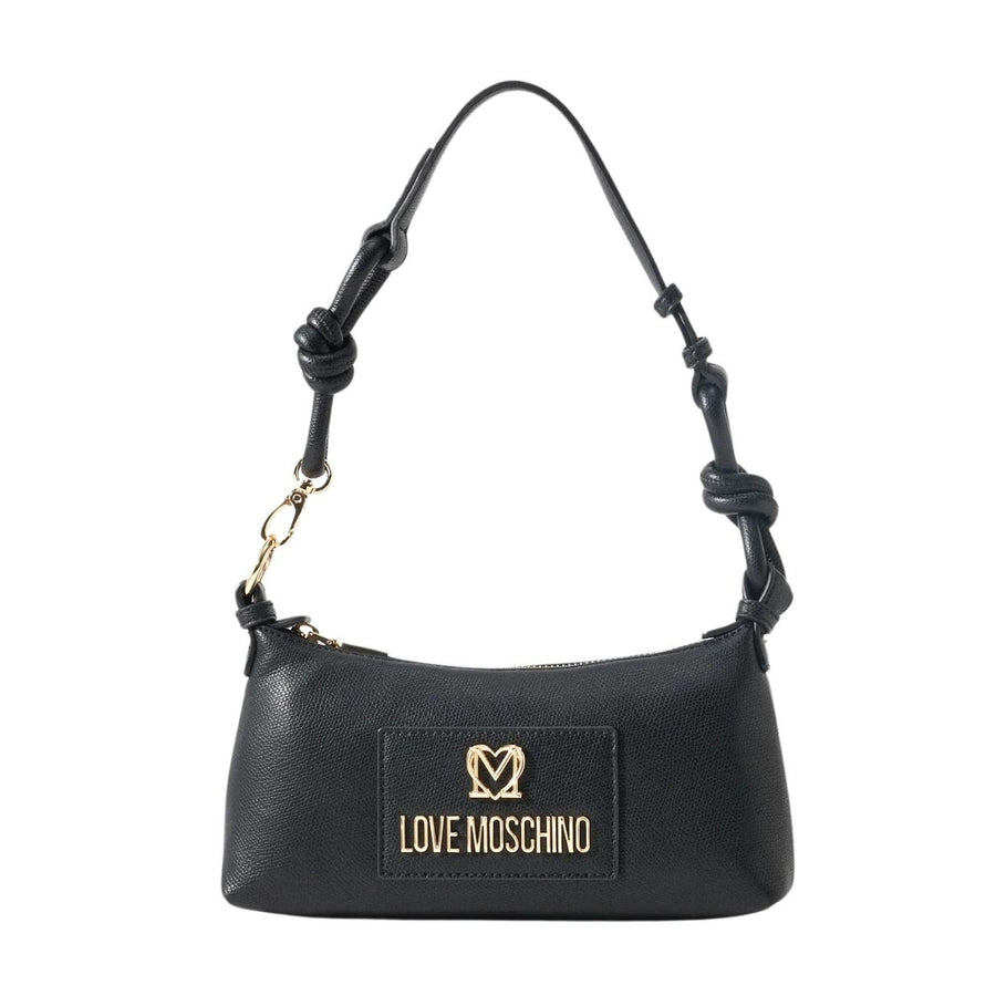 Love Moschino Gold-Tone Logo Knotted Strap Black Shoulder Bag