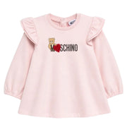 Moschino Baby Print Logo Pink Ruffles Sweat Dress