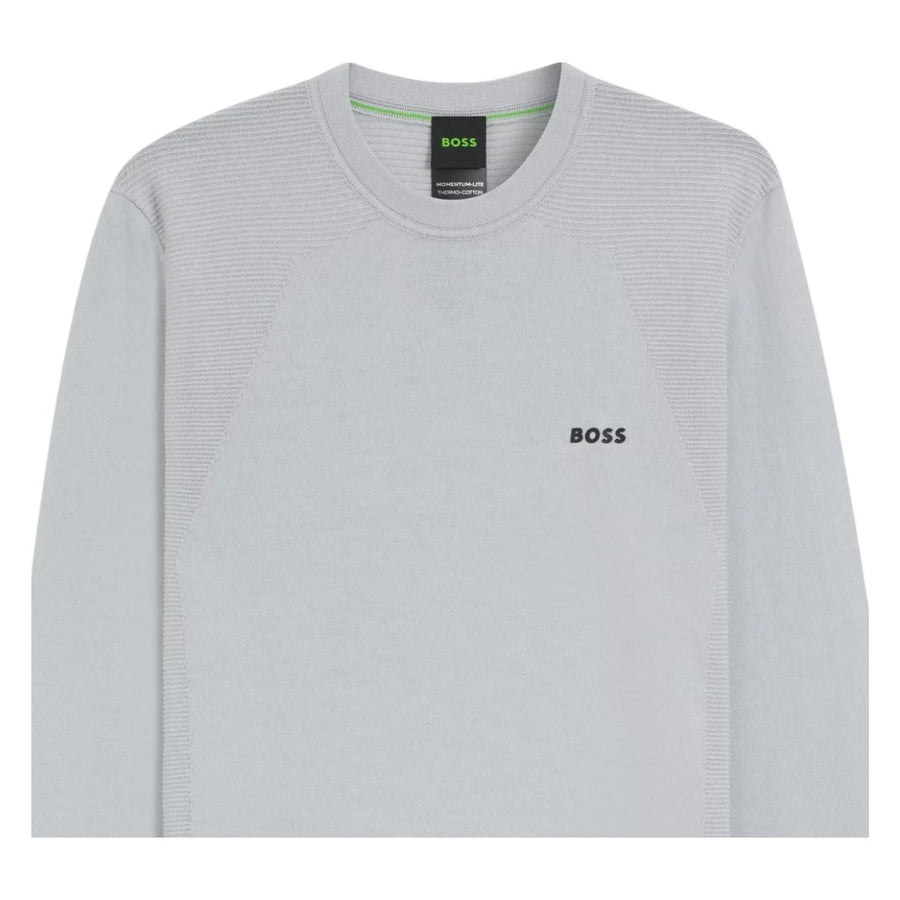 BOSS Contrast Logo Cotton Blend Light Grey Sweatshirt