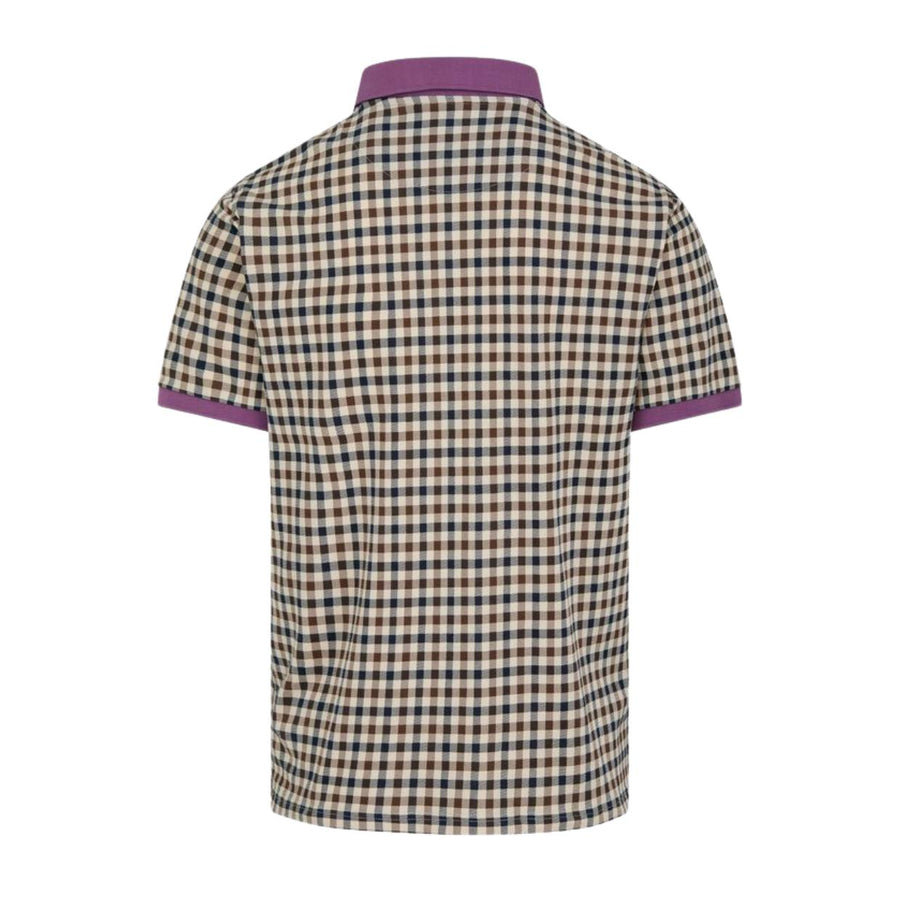 Aquascutum Active Stretch Piquet Club Check Purple Polo Shirt
