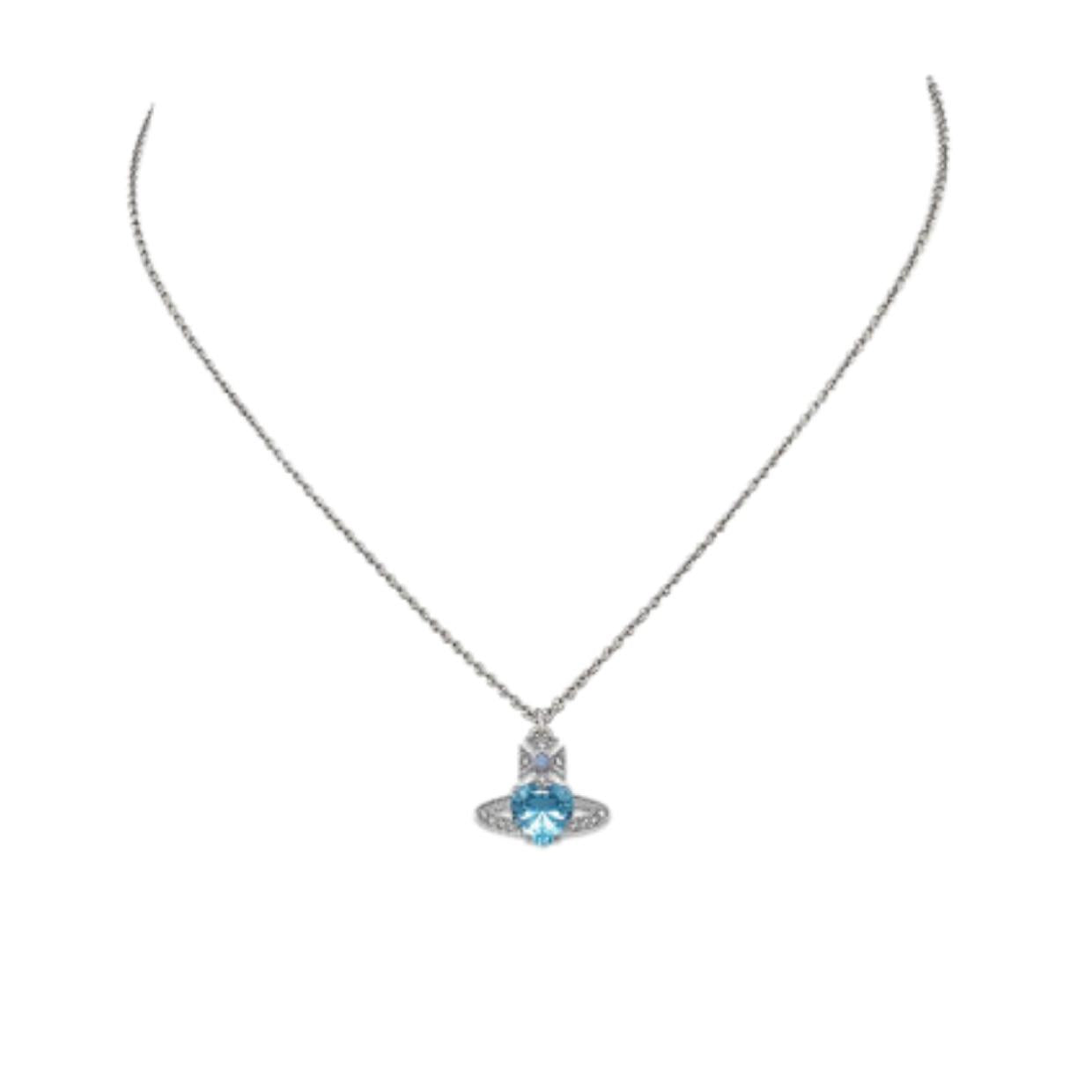Vivienne Westwood Platinum Aquamarine Light Sapphire Ariella Pendant