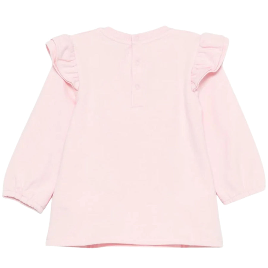 Moschino Baby Print Logo Pink Ruffles Sweat Dress